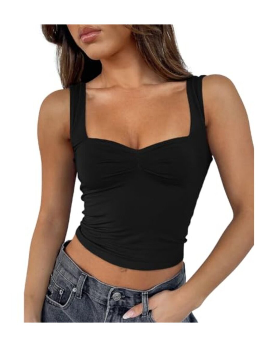Sleeveless Crop Tank Top Sweetheart Neckline Backless Y2K Cami